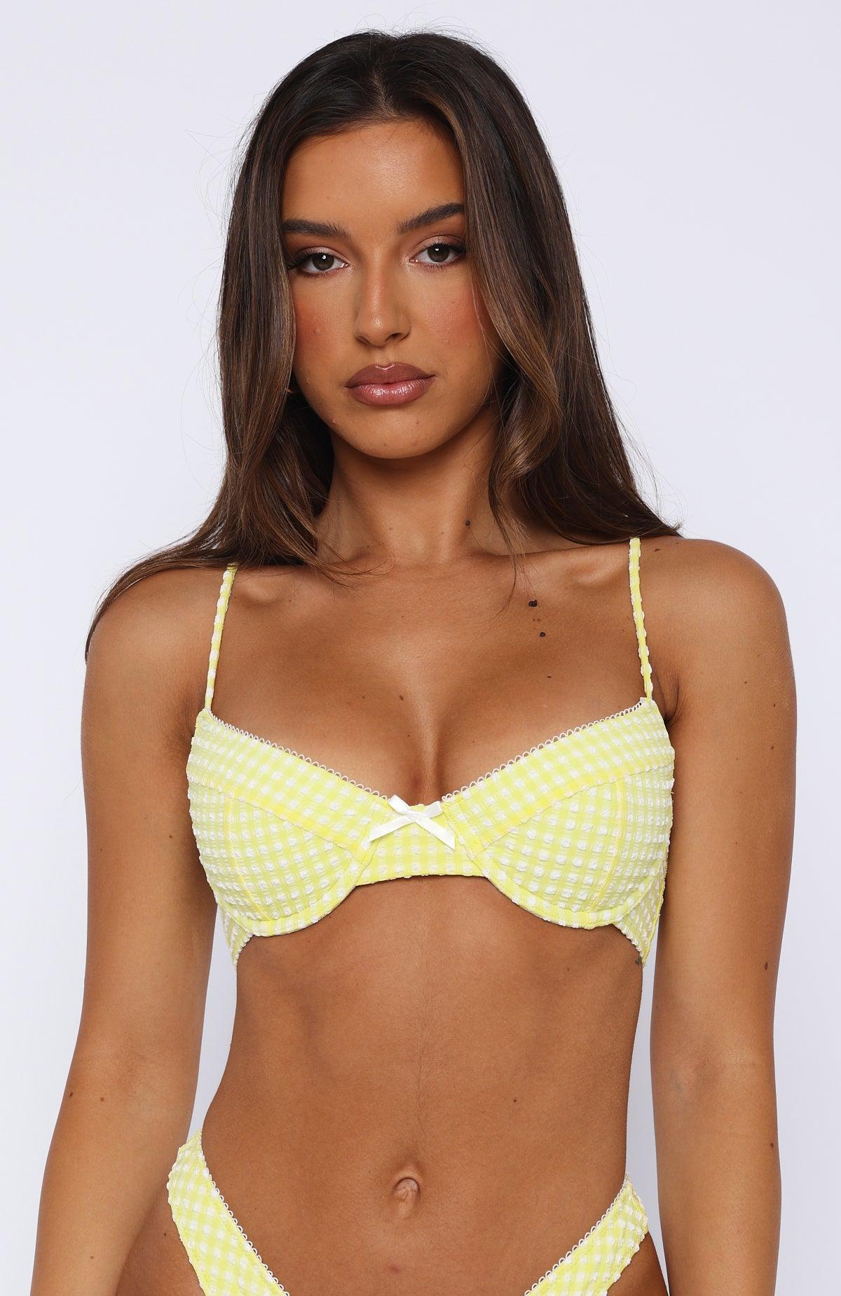 Beachside Bikini Top Yellow Gingham Product Image