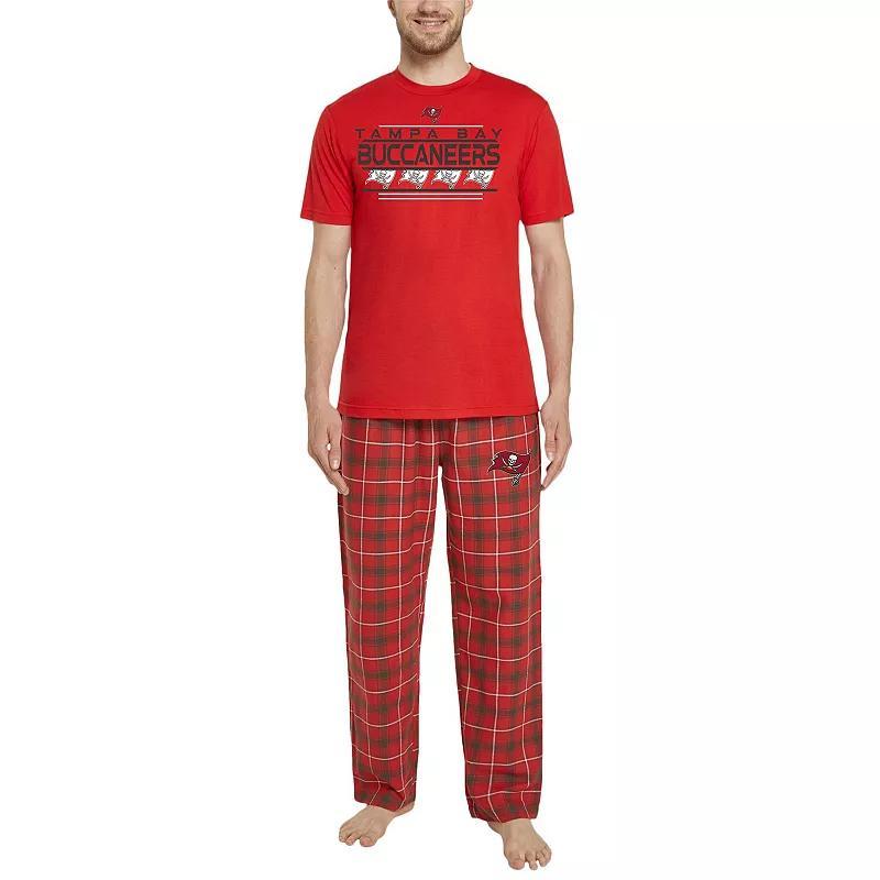 Mens Concepts Sport /Pewter Tampa Bay Buccaneers ArcticT-Shirt & Flannel Pants Sleep Set Product Image