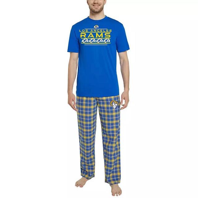 Mens Concepts Sport Royal/Gold Los Angeles Rams ArcticT-Shirt & Flannel Pants Sleep Set Product Image