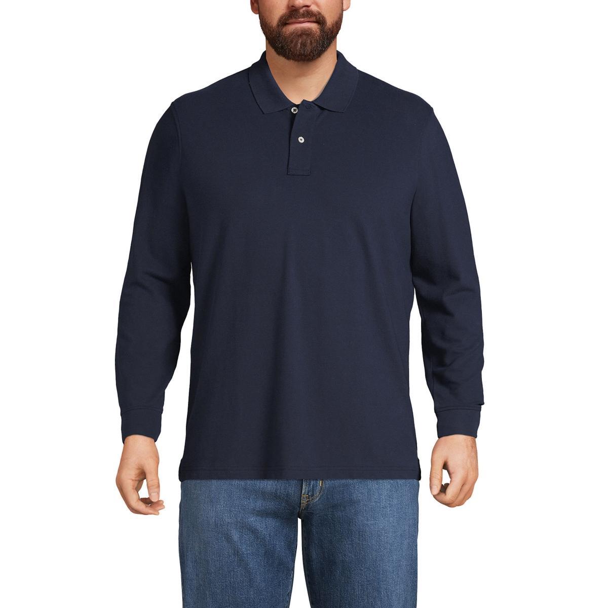 Lands End Mens Big and Tall Comfort First Long Sleeve Mesh Polo Shirt Product Image