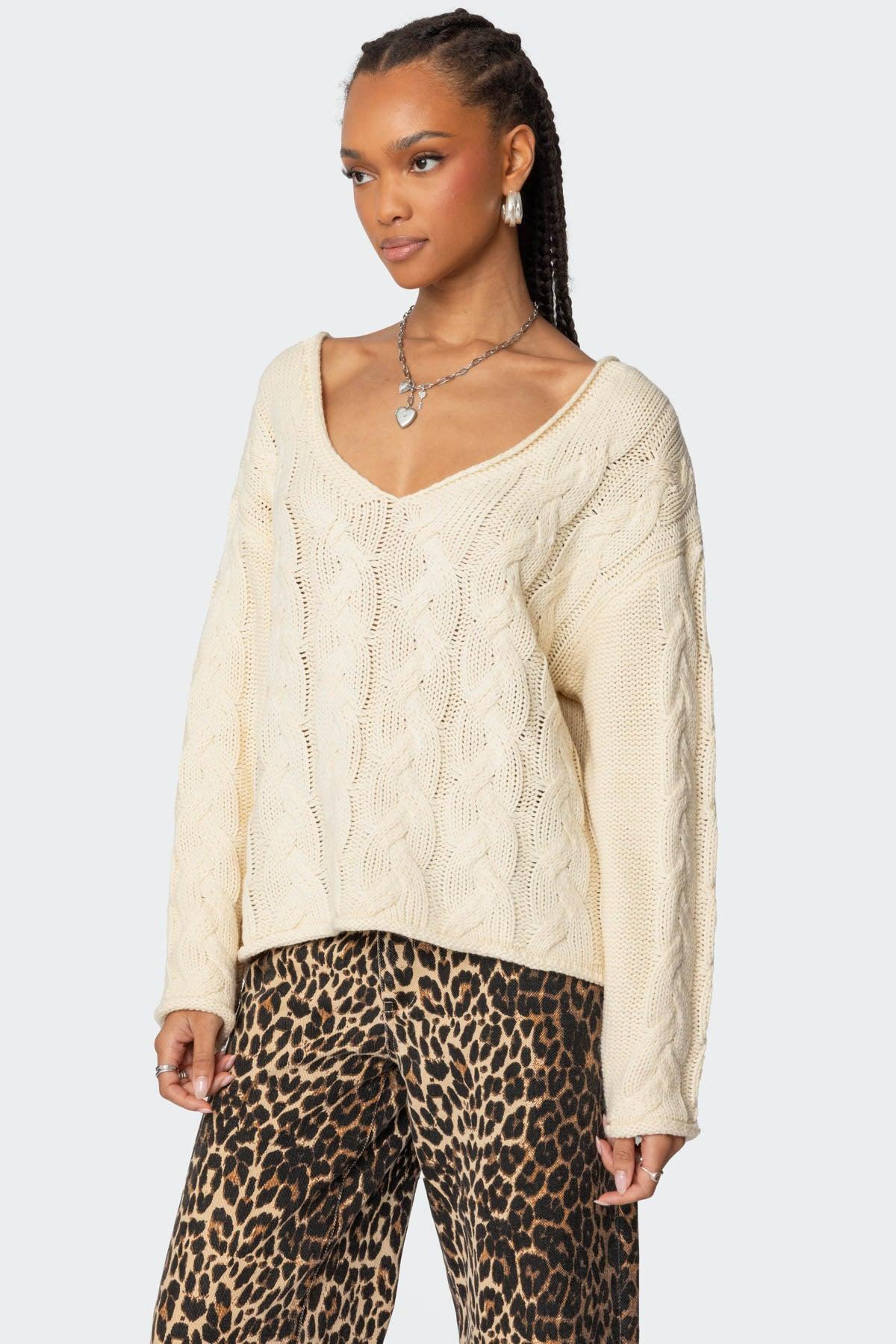 Inga Oversized Cable Knit Sweater Product Image