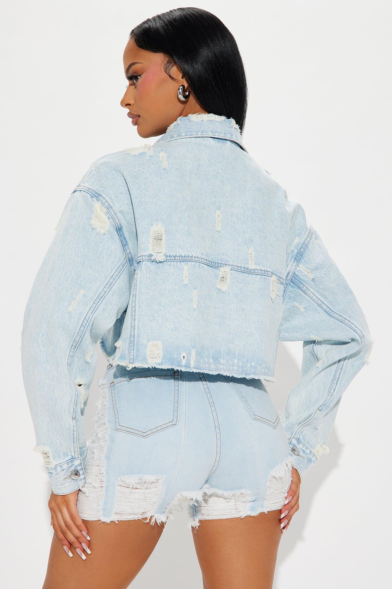 No Compromising Cropped Denim Trucker Jacket - Light Wash Product Image