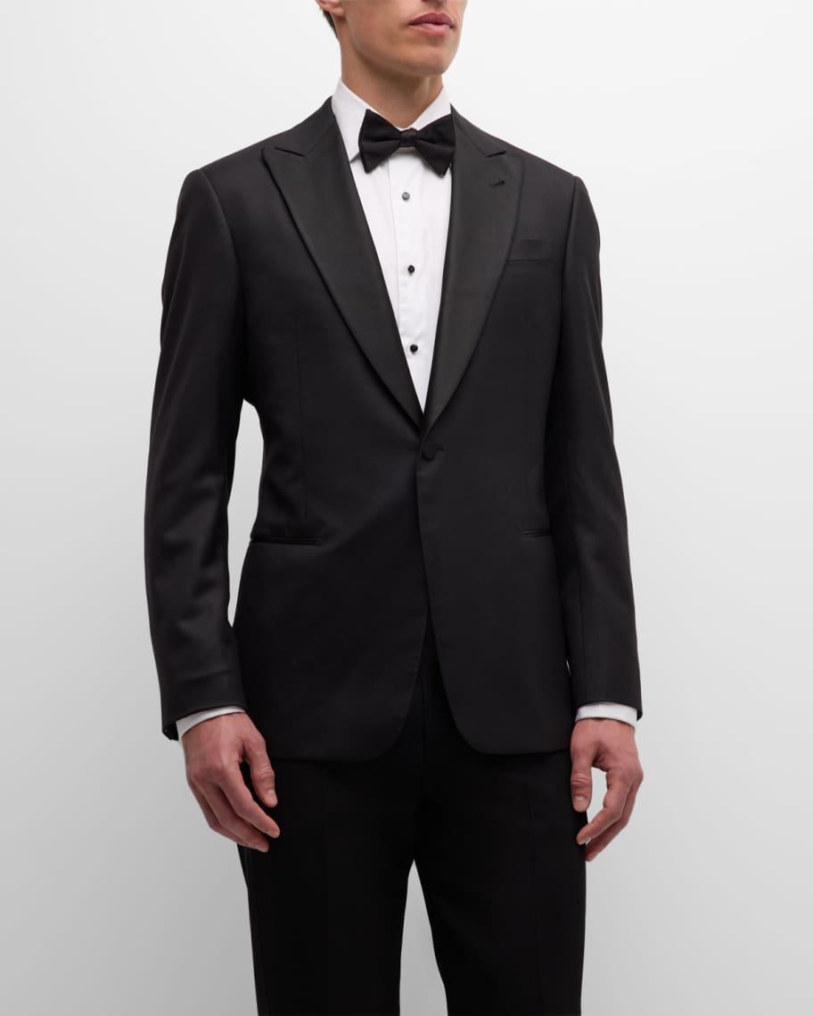 Mens Wool Satin-Lapel Two-Piece Tuxedo Set Product Image