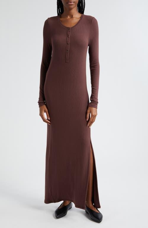 Womens Modal Rib Henley Maxi Dress Product Image