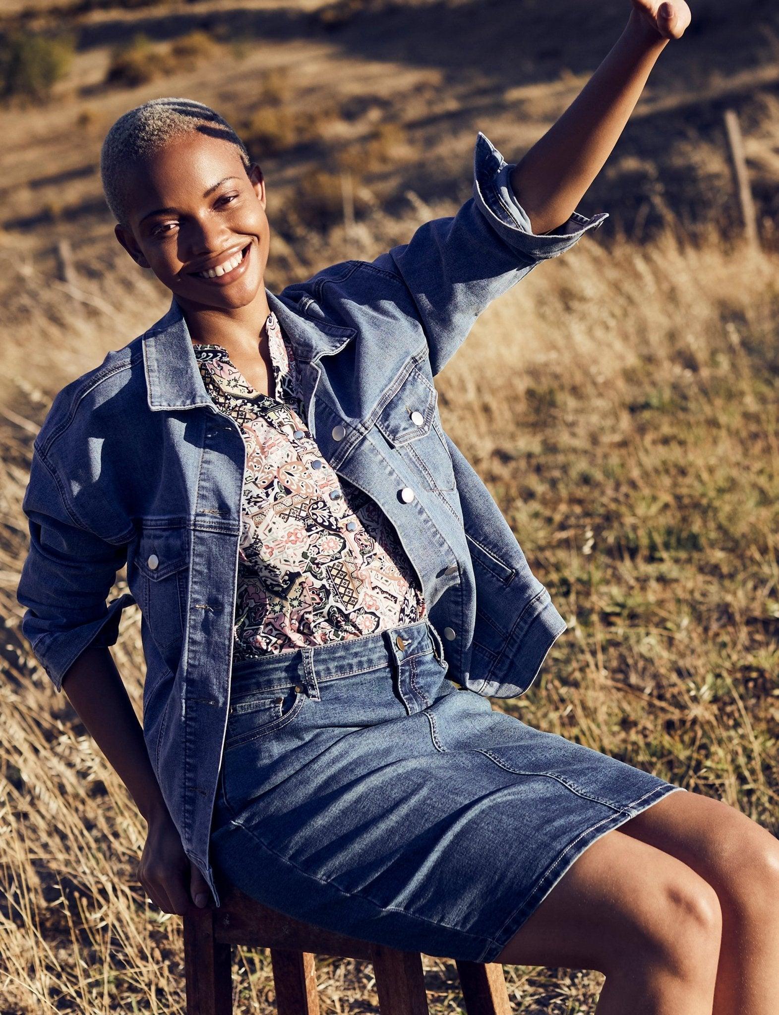 Westport Signature Denim Skirt with Back Slit Product Image