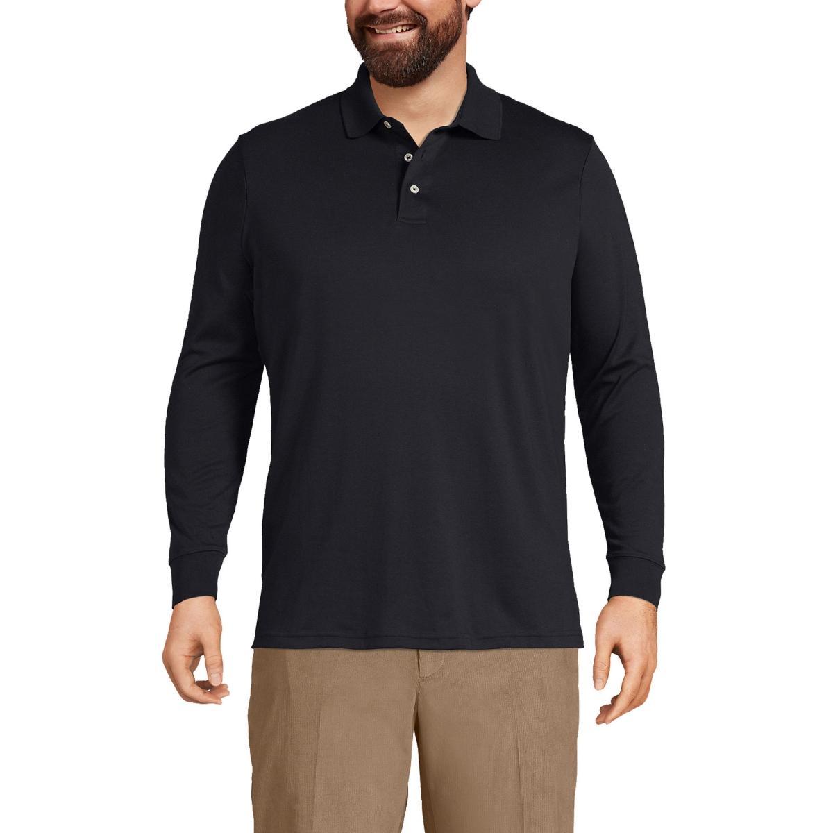 Lands End Mens Big & Tall Long Sleeve Supima Interlock Polo Shirt Product Image