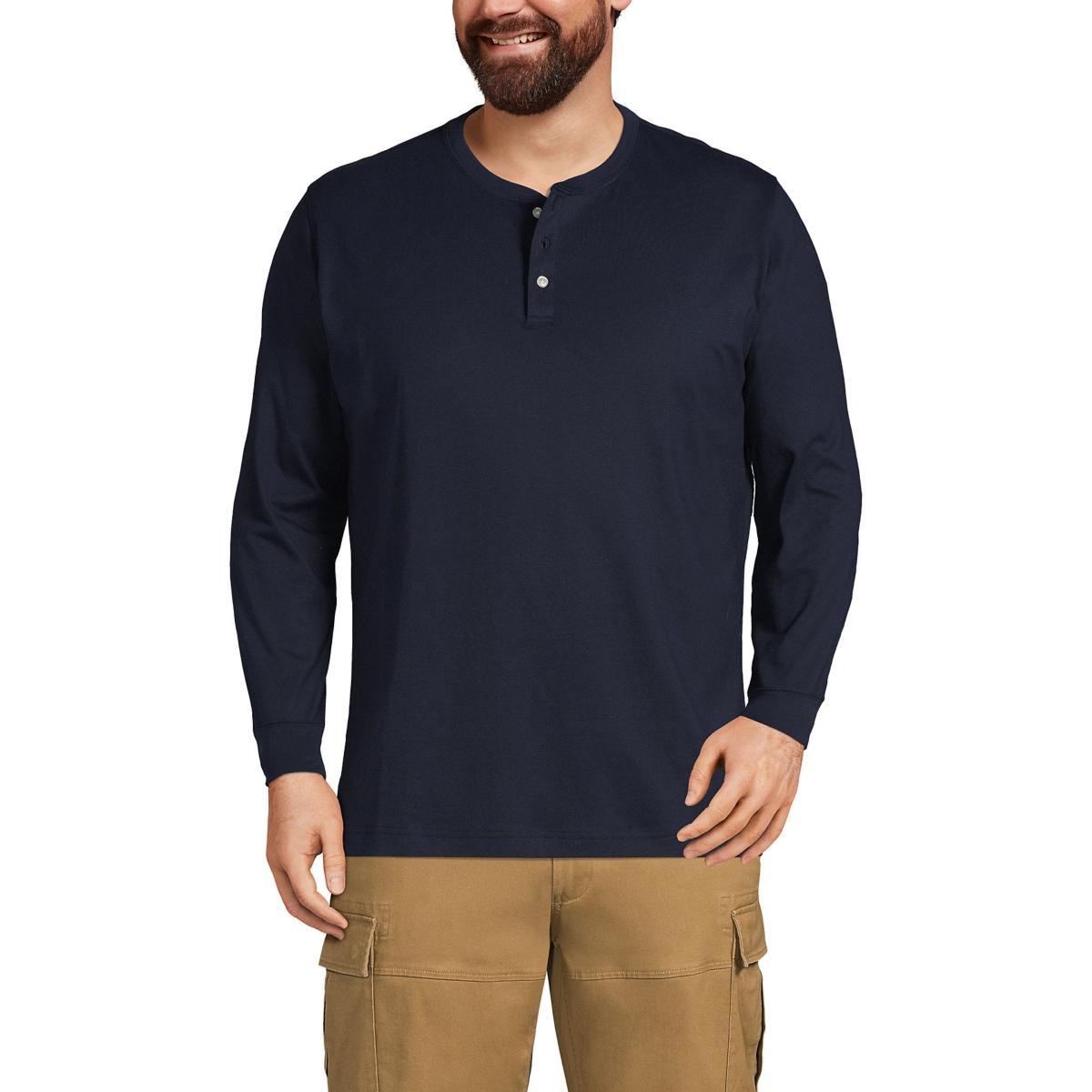 Big & Tall Lands End Super-T Classic-Fit Henley, Mens Gray Grey Product Image