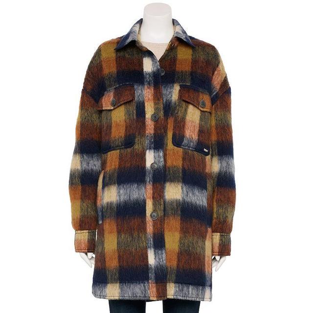 Womens Nine West Long Plaid Shacket Orange Product Image