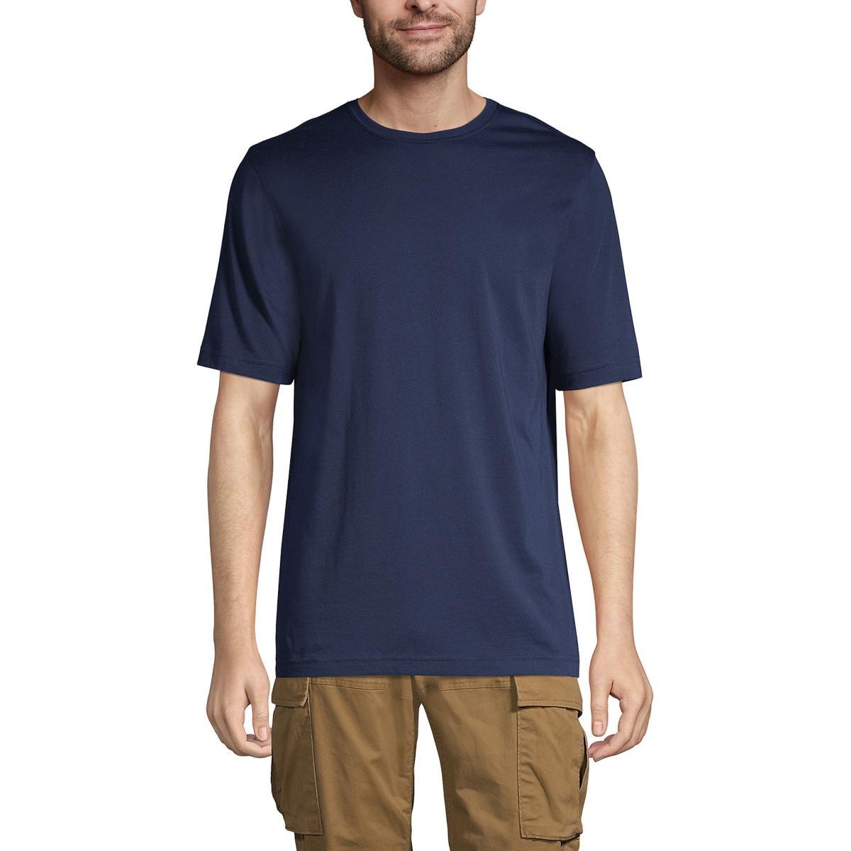 Mens Lands End Supima Crewneck Tee Dark Blue Product Image