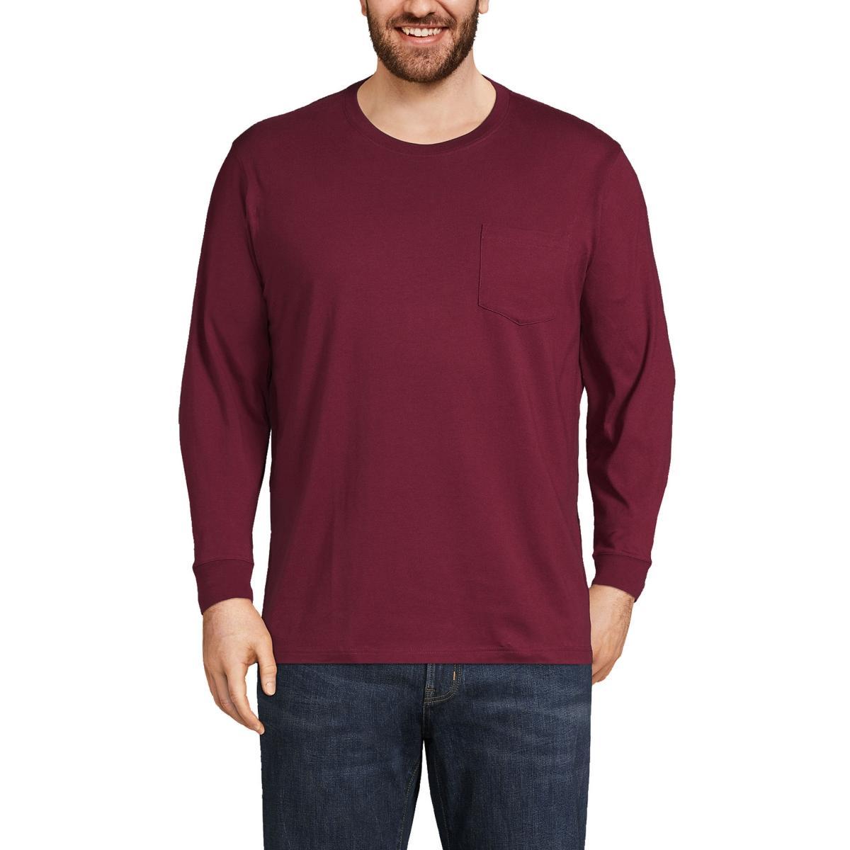 Big & Tall Lands End Super-T Pocket Tee, Mens Rich Red Product Image