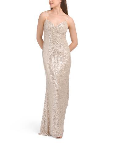 Gathered Bust Sequin Gown for Women | Polyester Product Image