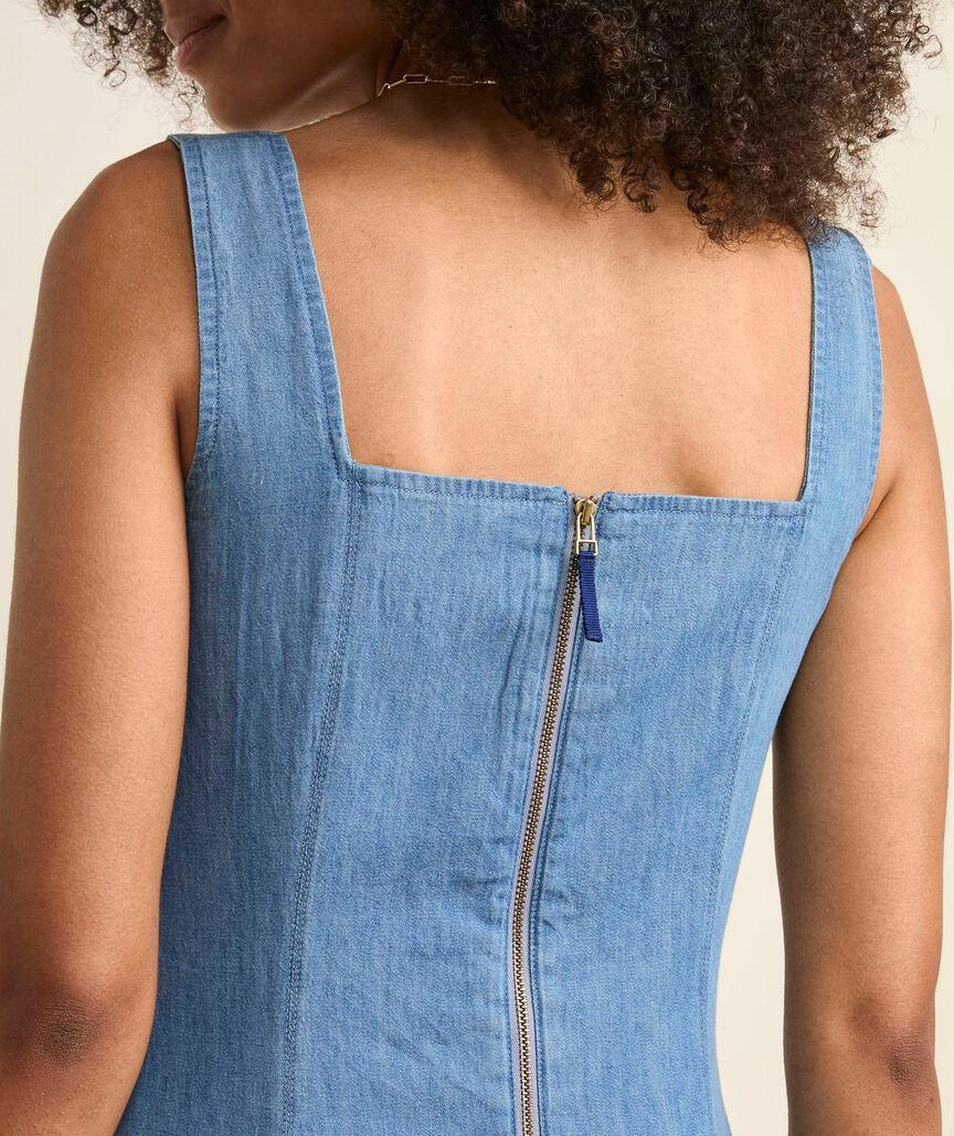 Chambray Square Neck Shift Dress Product Image