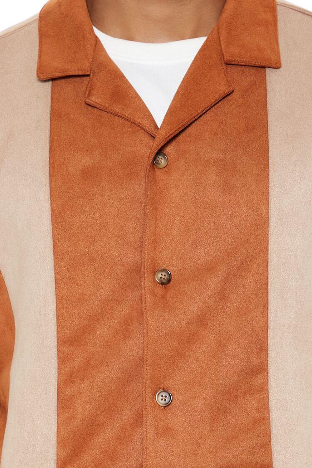 Faux Suede Colorblock Button-Front Shirt | Forever 21 Product Image