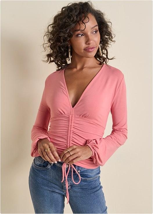 Ruched V-Neck Top Product Image