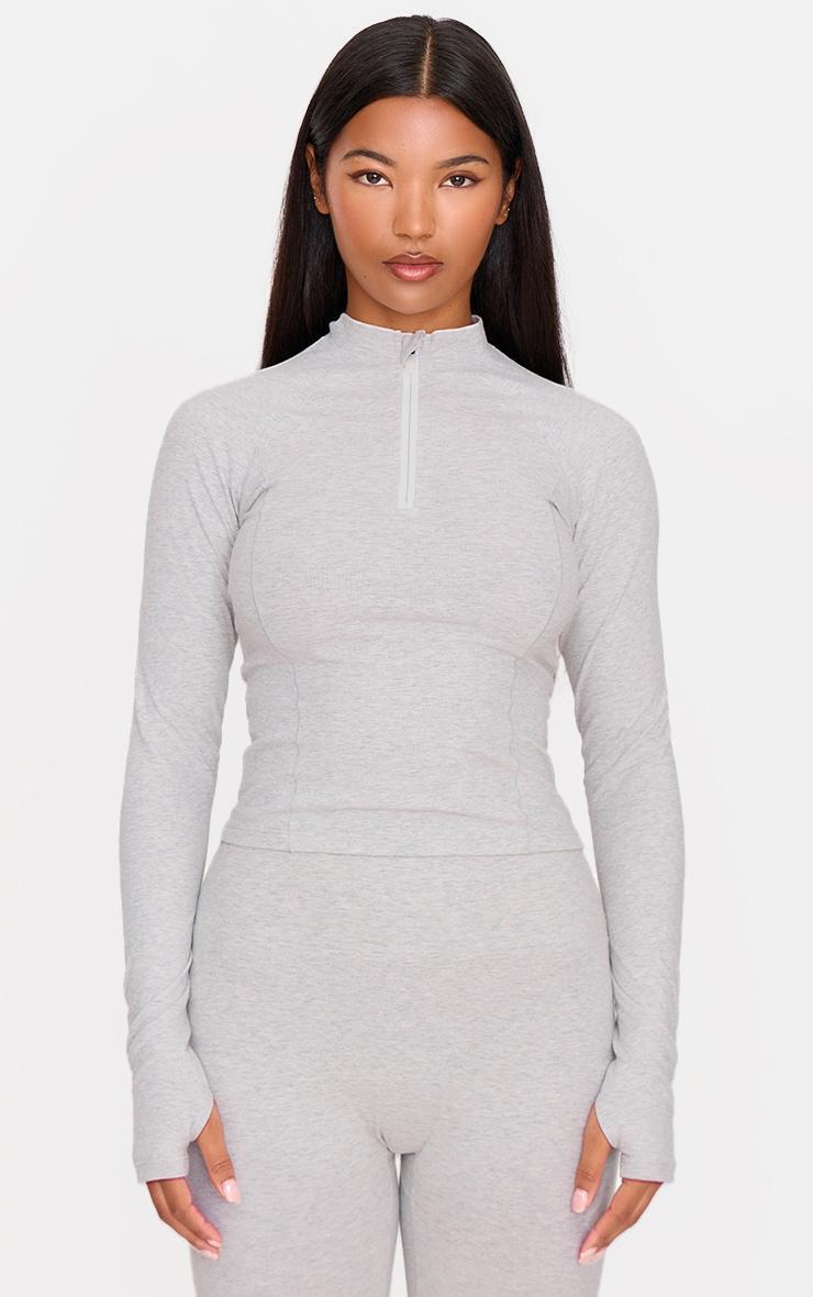 Ash Grey Sculpt Quarter Zip Gym Top Product Image