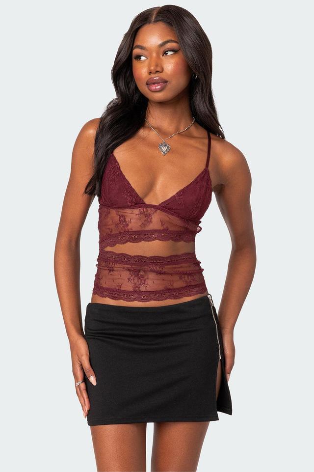 Spice Cut Out Sheer Lace Tank Top Product Image