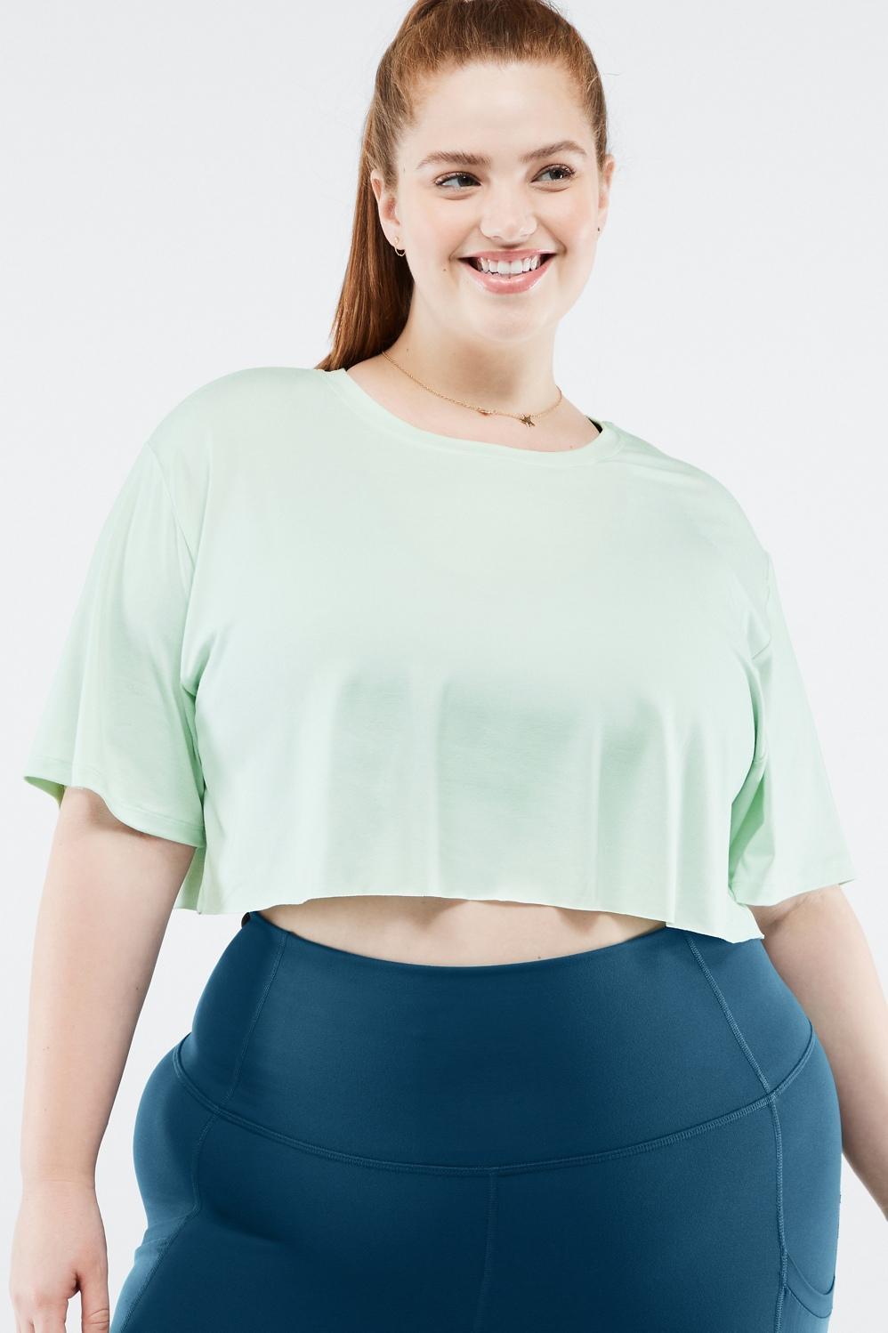 Fabletics Blake Ultra Cropped Short-Sleeve Tee Womens blue plus Size 3X Product Image