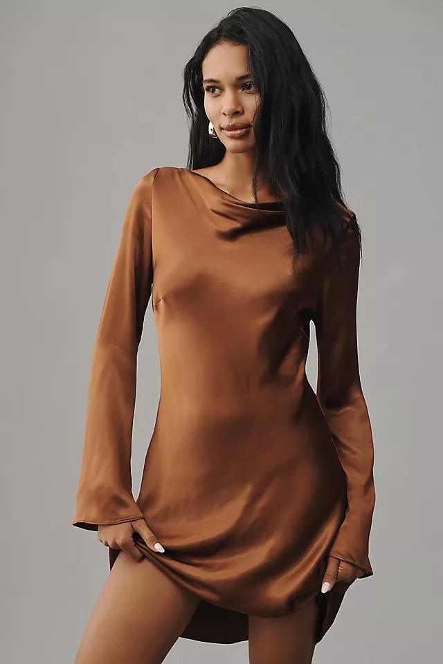 By Anthropologie Long-Sleeve Cowl-Neck Mini Dress Product Image