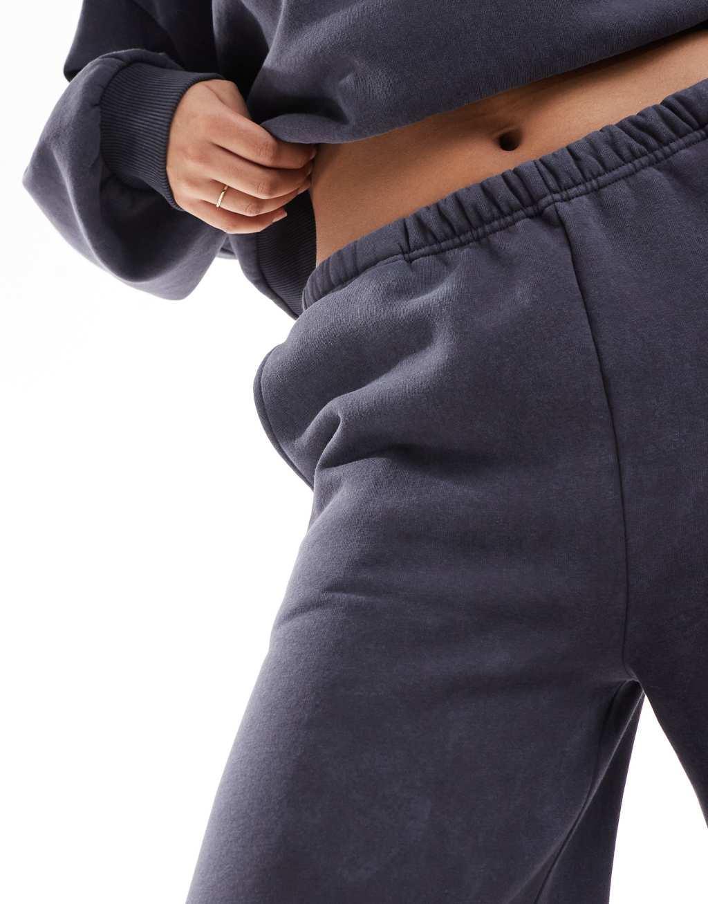 ASOS DESIGN wide leg sweatpants in washed gray - part of a set Product Image