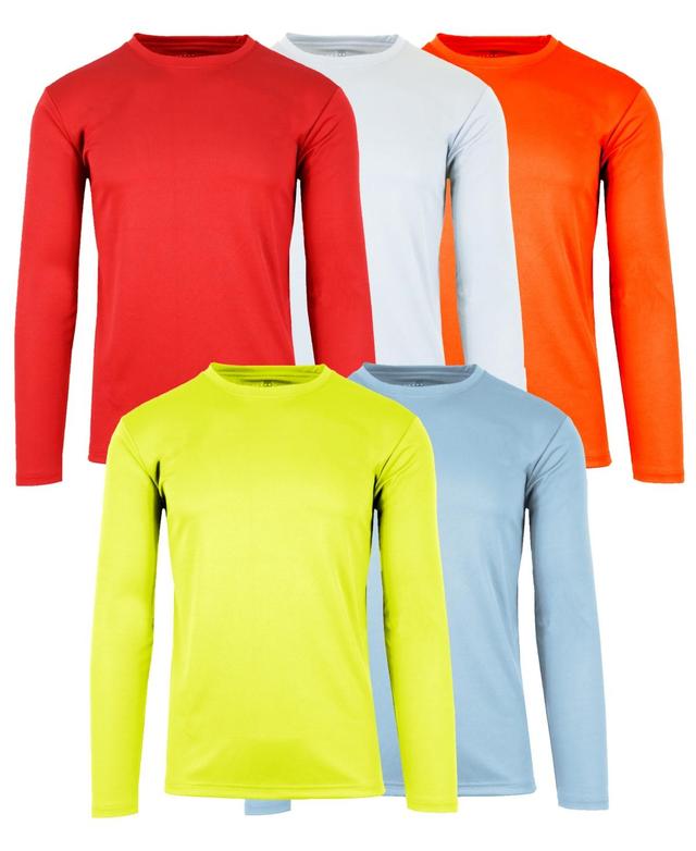 Galaxy By Harvic Mens Long Sleeve Moisture-Wicking Performance Crew Neck Tee -5 Pack Product Image