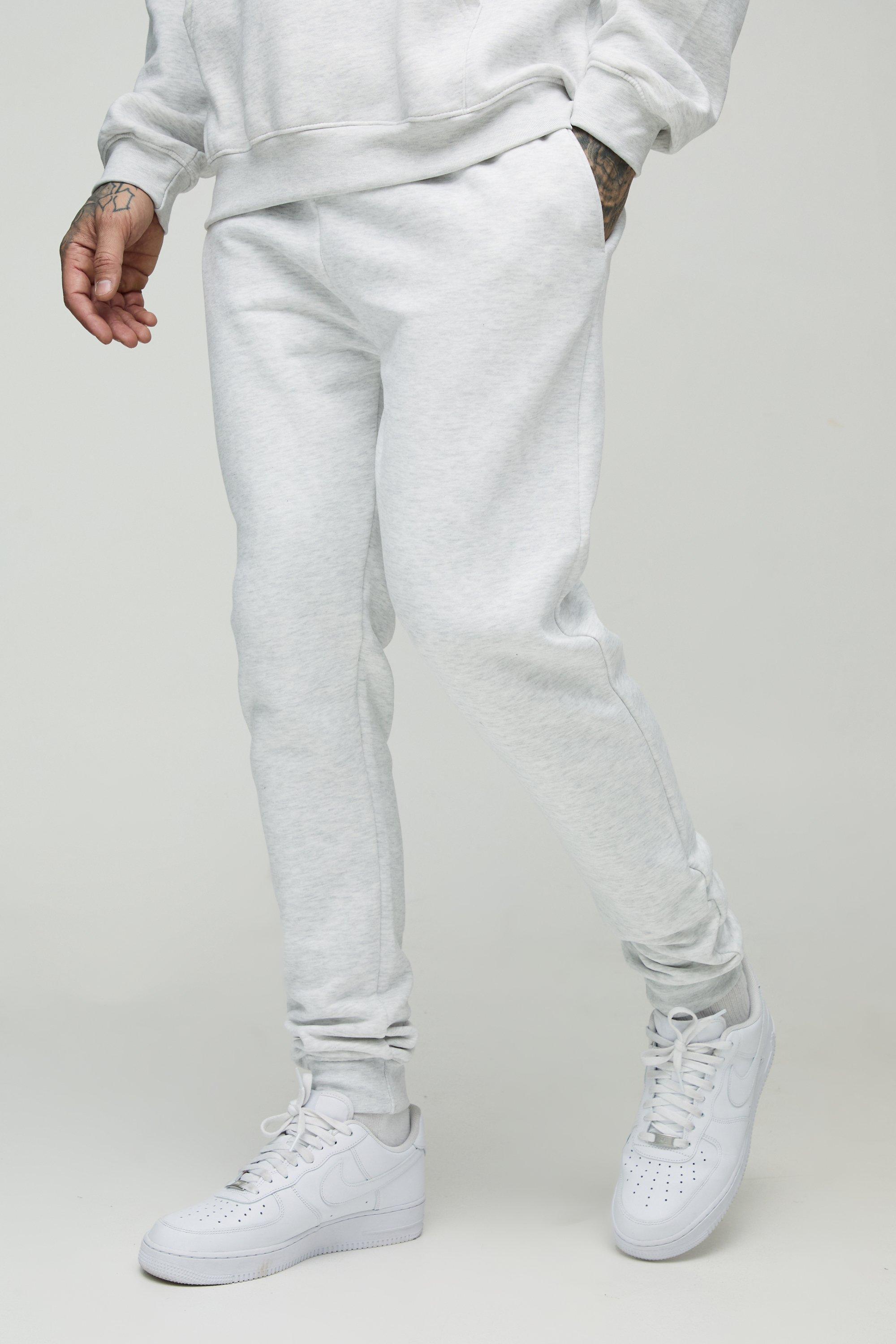 330GSM Tall Slim Leg Fit Sweatpants In Grey Marl | boohooMAN USA Product Image