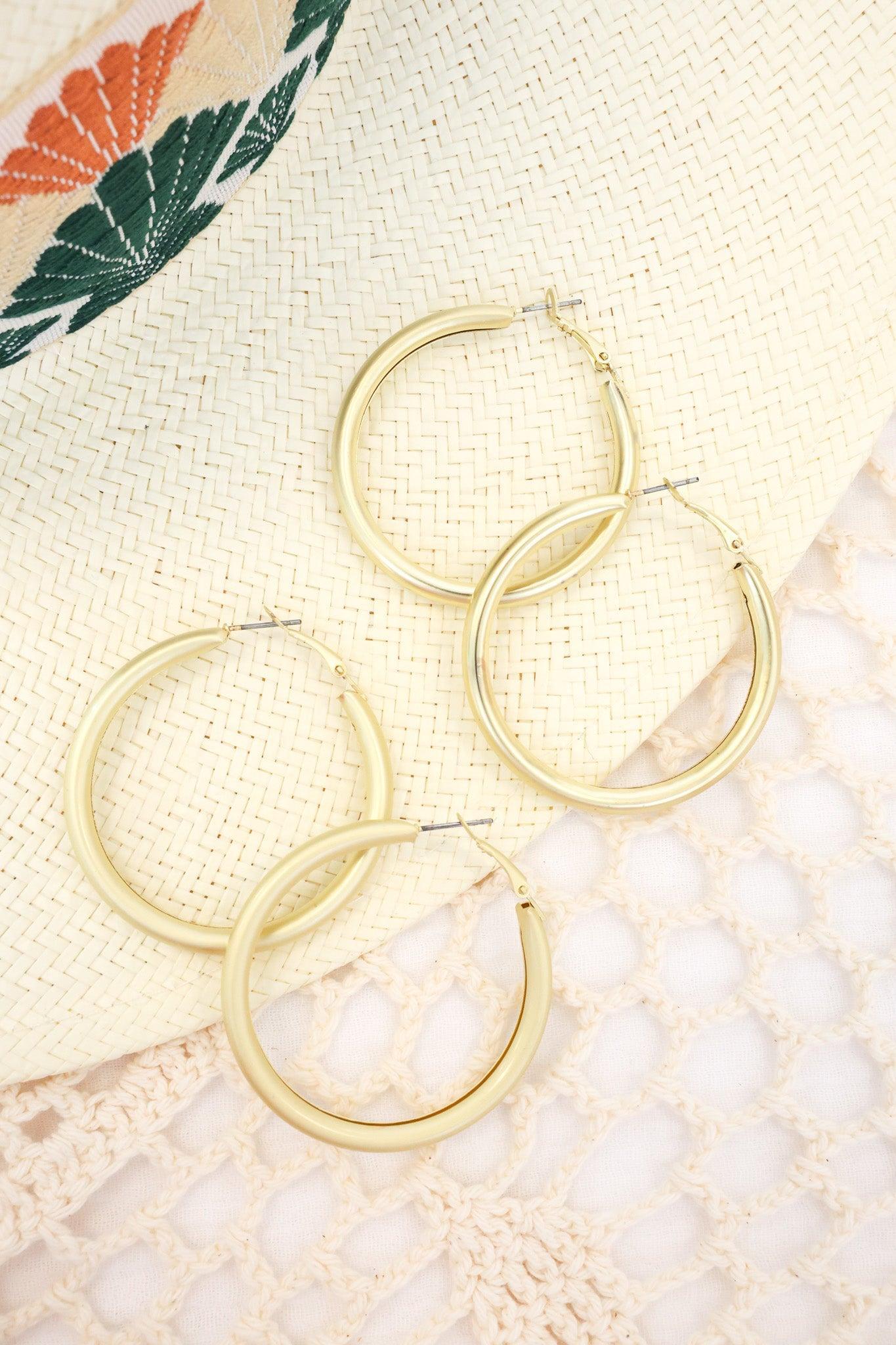 Best Of Me Matte Gold Hoops Female Product Image