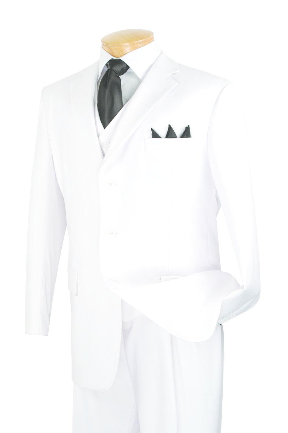 (38S) Regular Fit Suit 3 Button 3 Piece in White Product Image