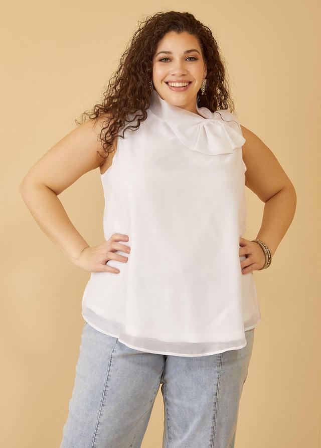 Plus Size Bow Embellished Organza Blouse Ashley Stewart Product Image