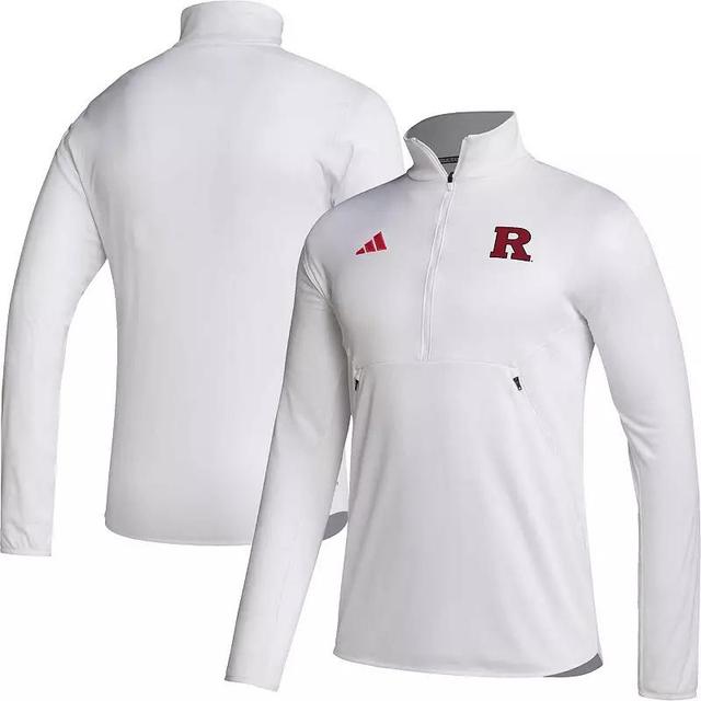 Mens adidas White Rutgers Scarlet Knights 2023 Sideline Aeroready Half-Zip Top Product Image