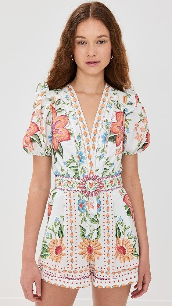 FARM Rio Bloom Garden Off White Romper | Shopbop Product Image