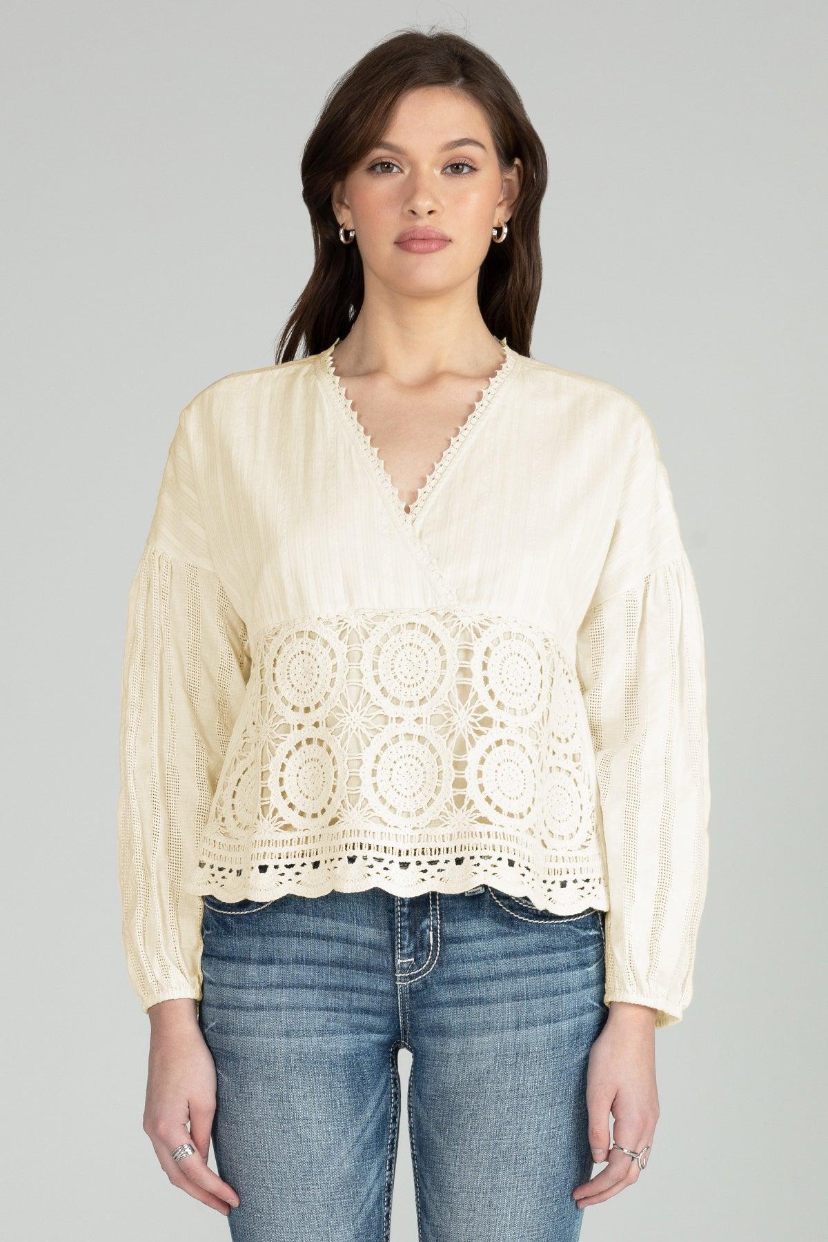 V-Neck Crochet Top Product Image