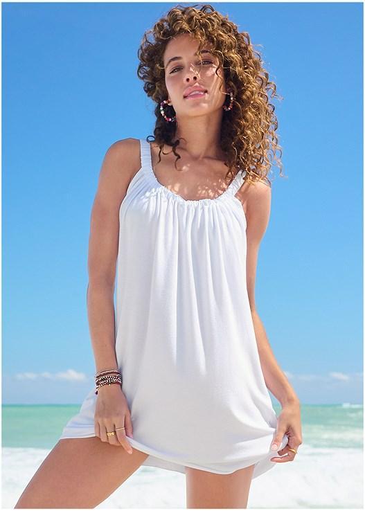 Gathered Neckline Cover-Up Dress Product Image