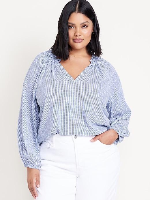 Ruffled Split-Neck Top Product Image