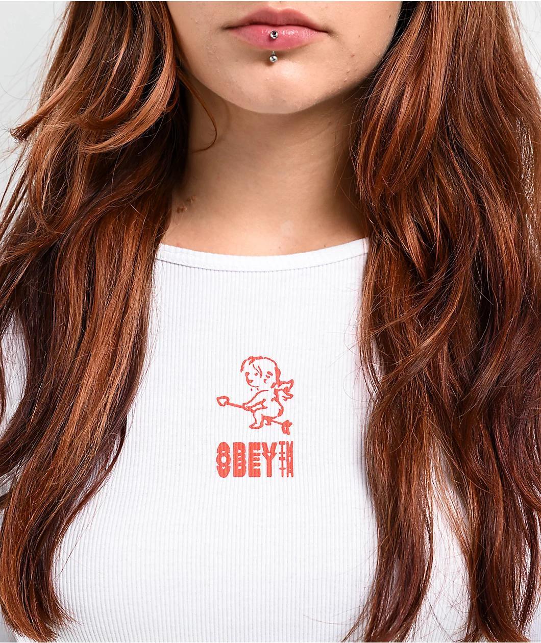 Obey Cupid White Long Sleeve T-Shirt Product Image