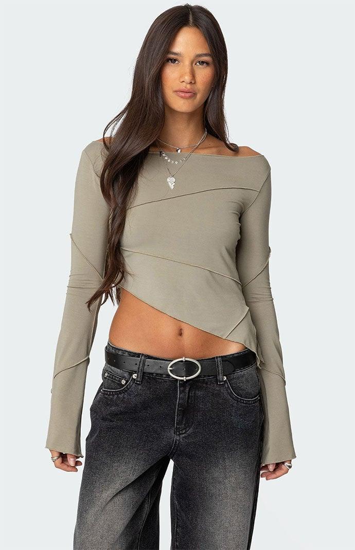 Edikted Womens Maura Boat Neck Asymmetric Top Product Image