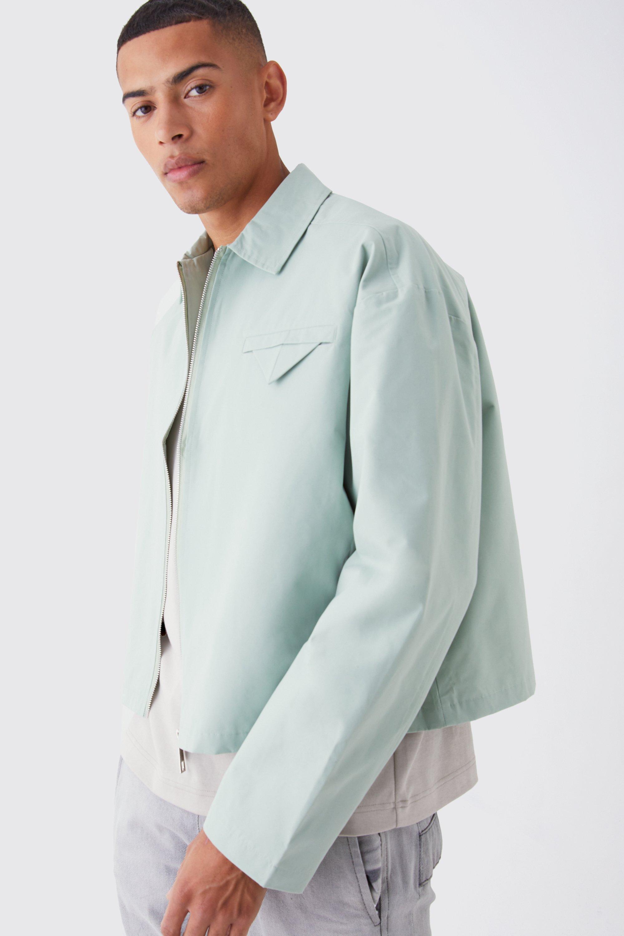 Boxy Twill Harrington Jacket | boohooMAN USA Product Image