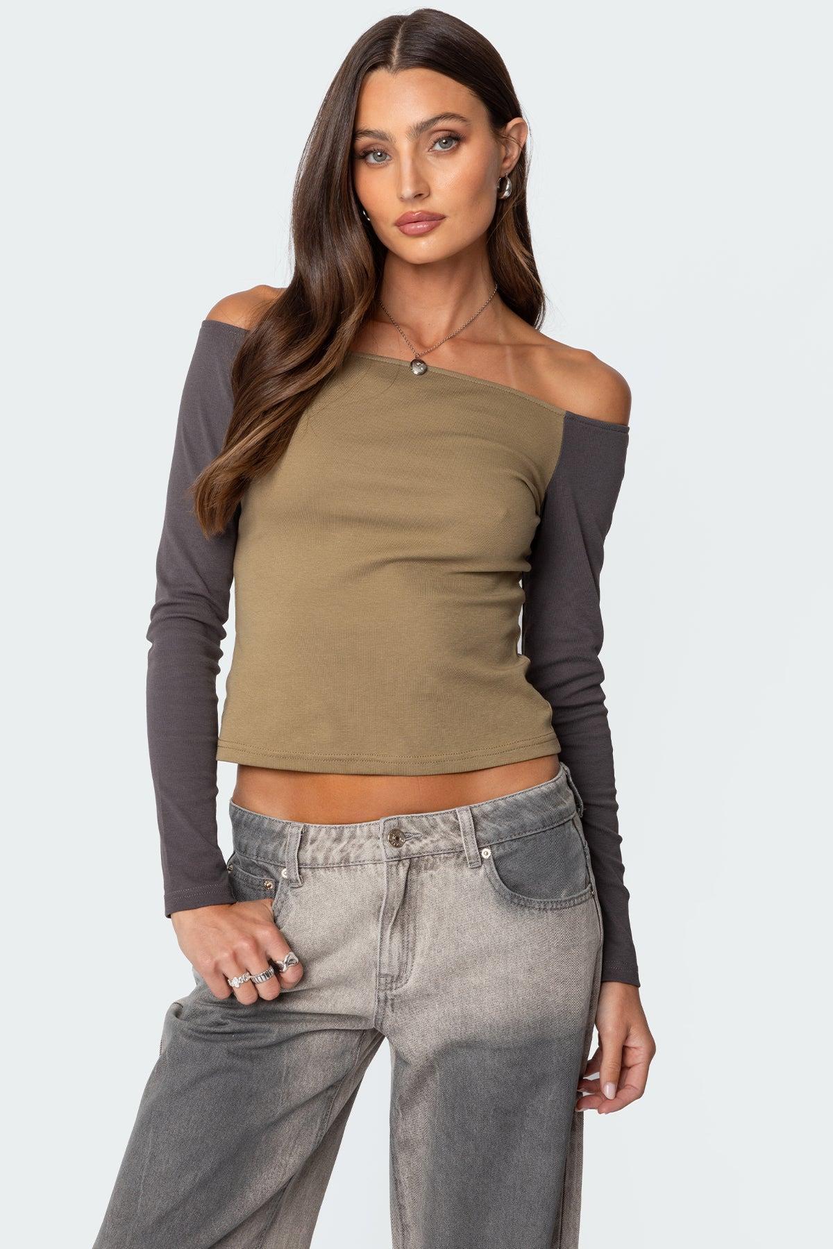 Contrast Off Shoulder Top Product Image