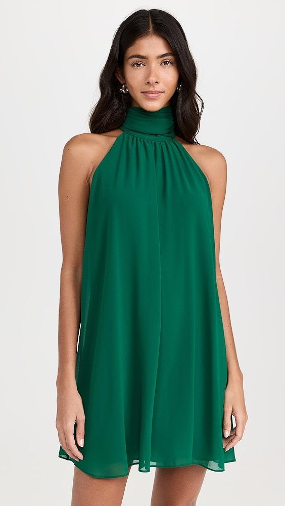 alice + olivia Corine Halter Tie Neck Trapeze Mini Dress | Shopbop Product Image