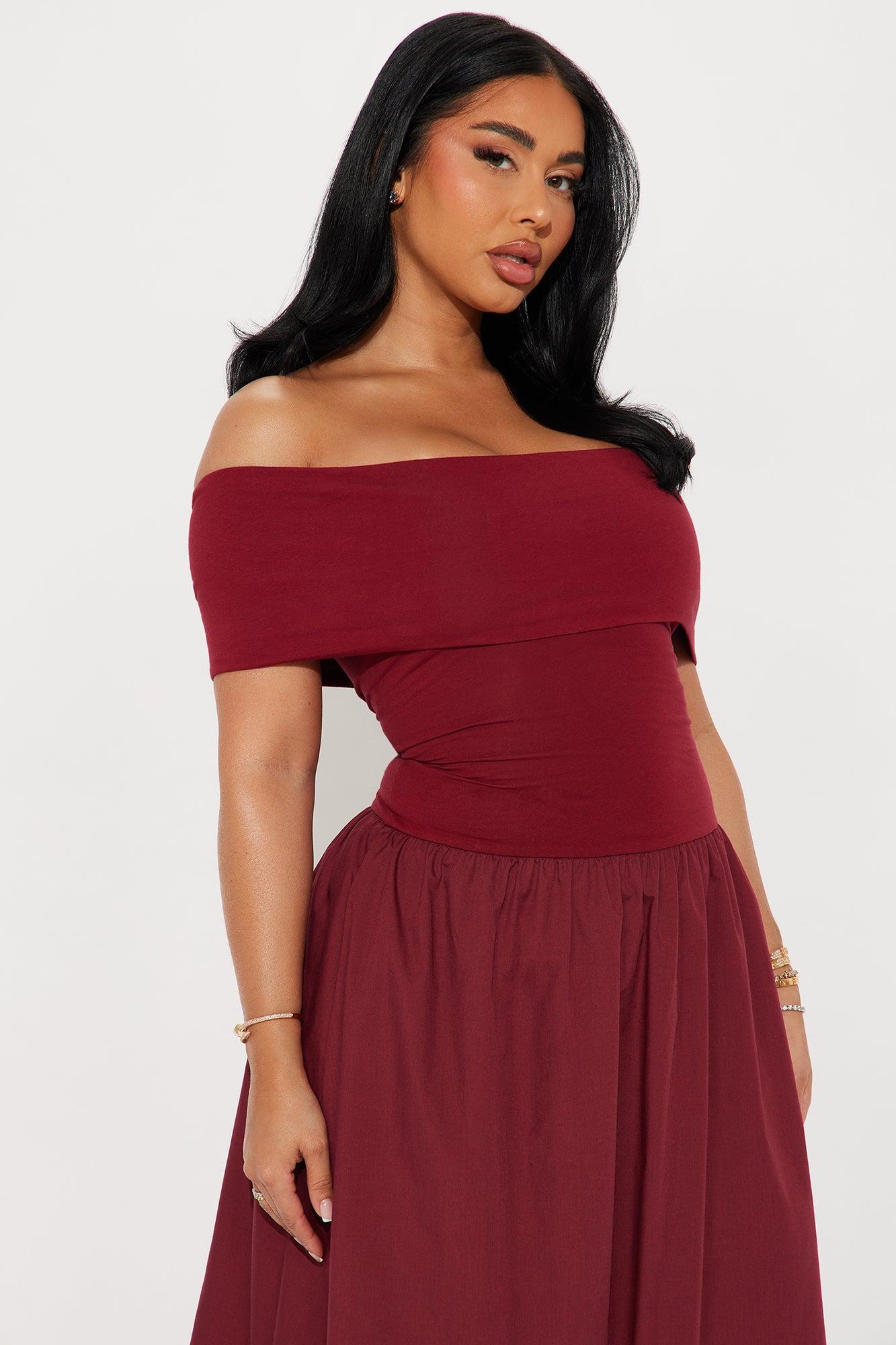 Alice Poplin Maxi Dress - Burgundy Product Image