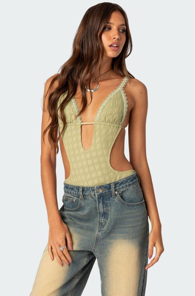 Textured Cut Out Bodysuit Product Image