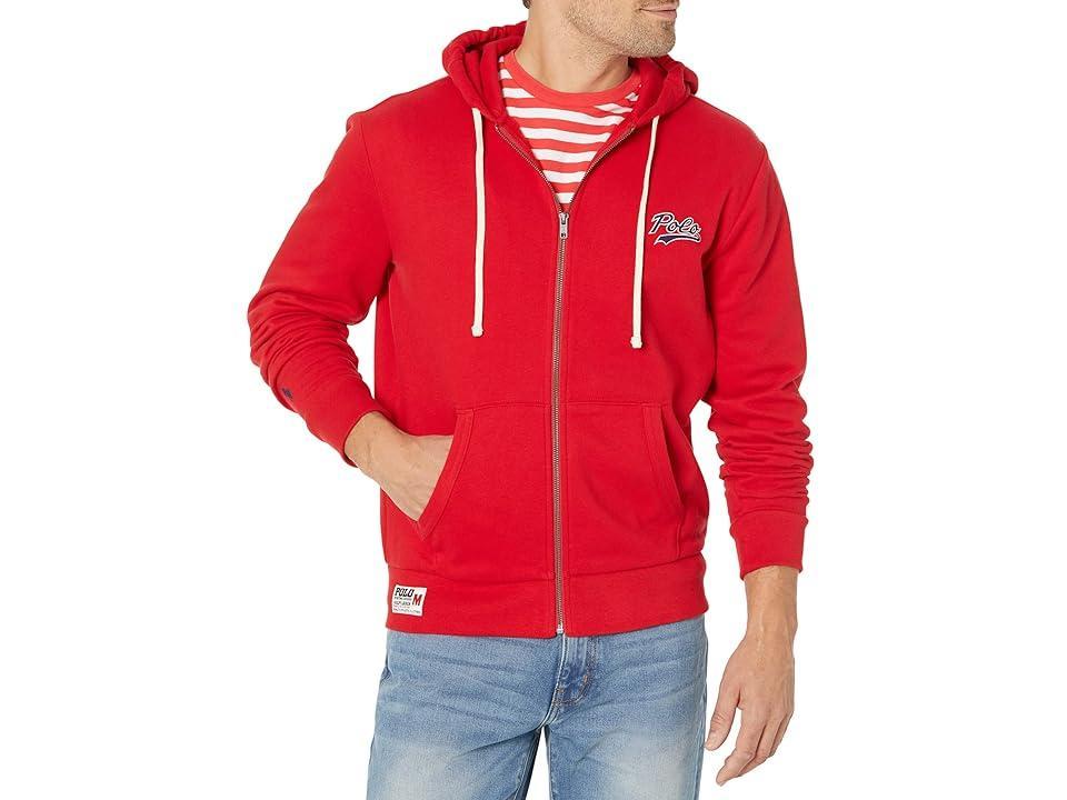 Polo Ralph Lauren Stacked-Logo Fleece Full Zip Hoodie (Red) Men's Clothing Product Image