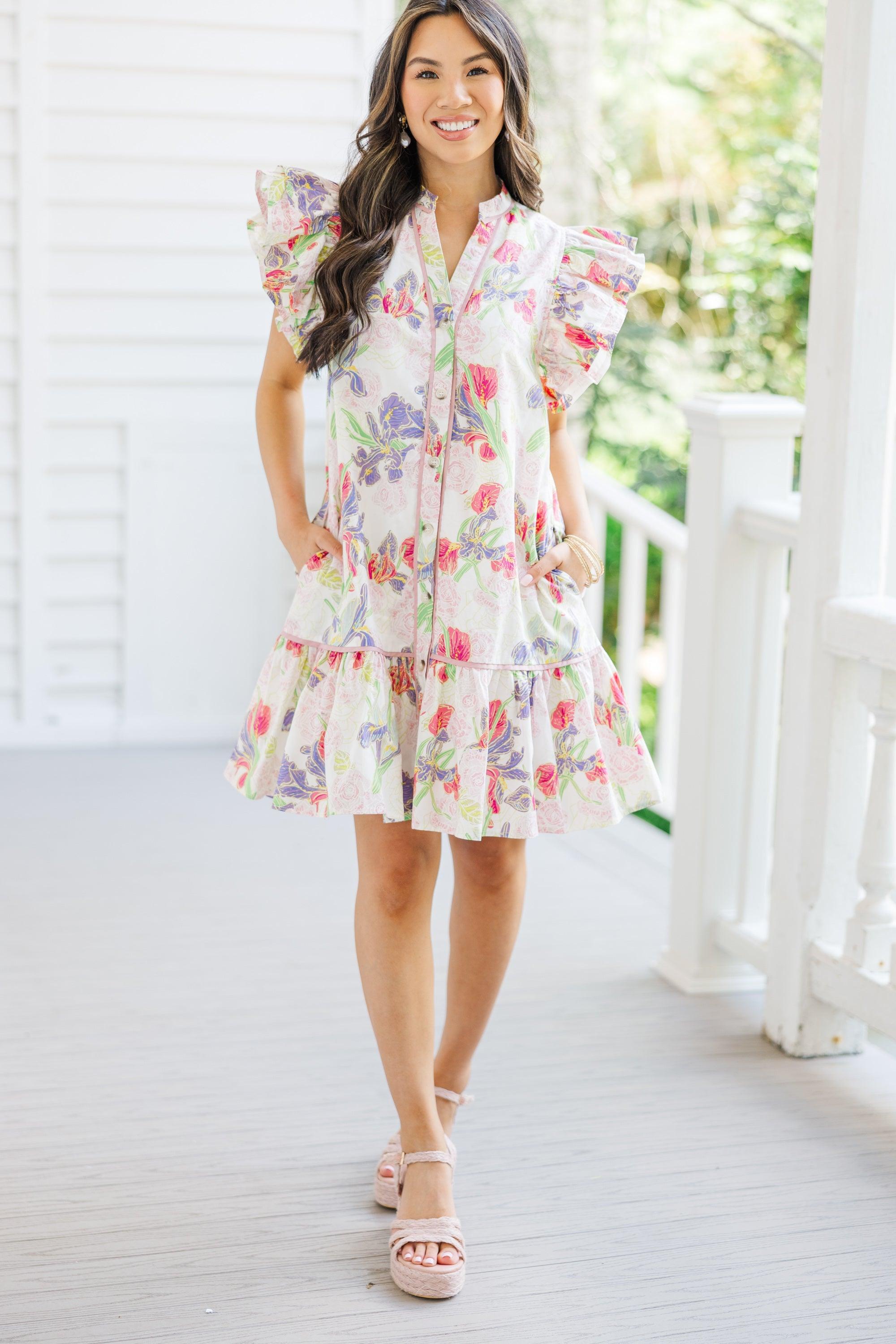 Looking For Joy Pink Floral Dress Female Product Image