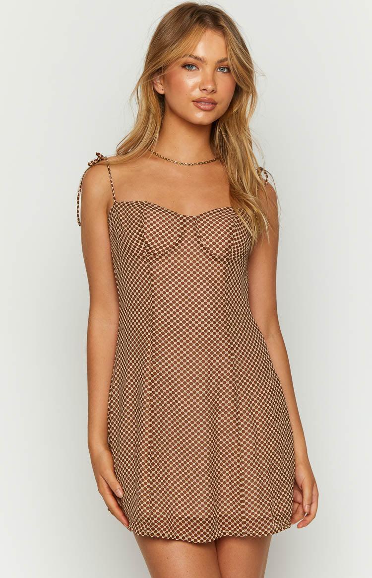 Penny Lane Brown Spotted Mini Dress Product Image