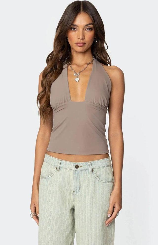 Edikted Women's Mila Plunge Neck Halter Top Product Image