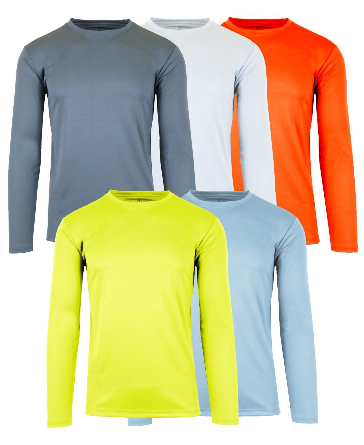 Galaxy By Harvic Mens Long Sleeve Moisture-Wicking Performance Crew Neck Tee -5 Pack Product Image