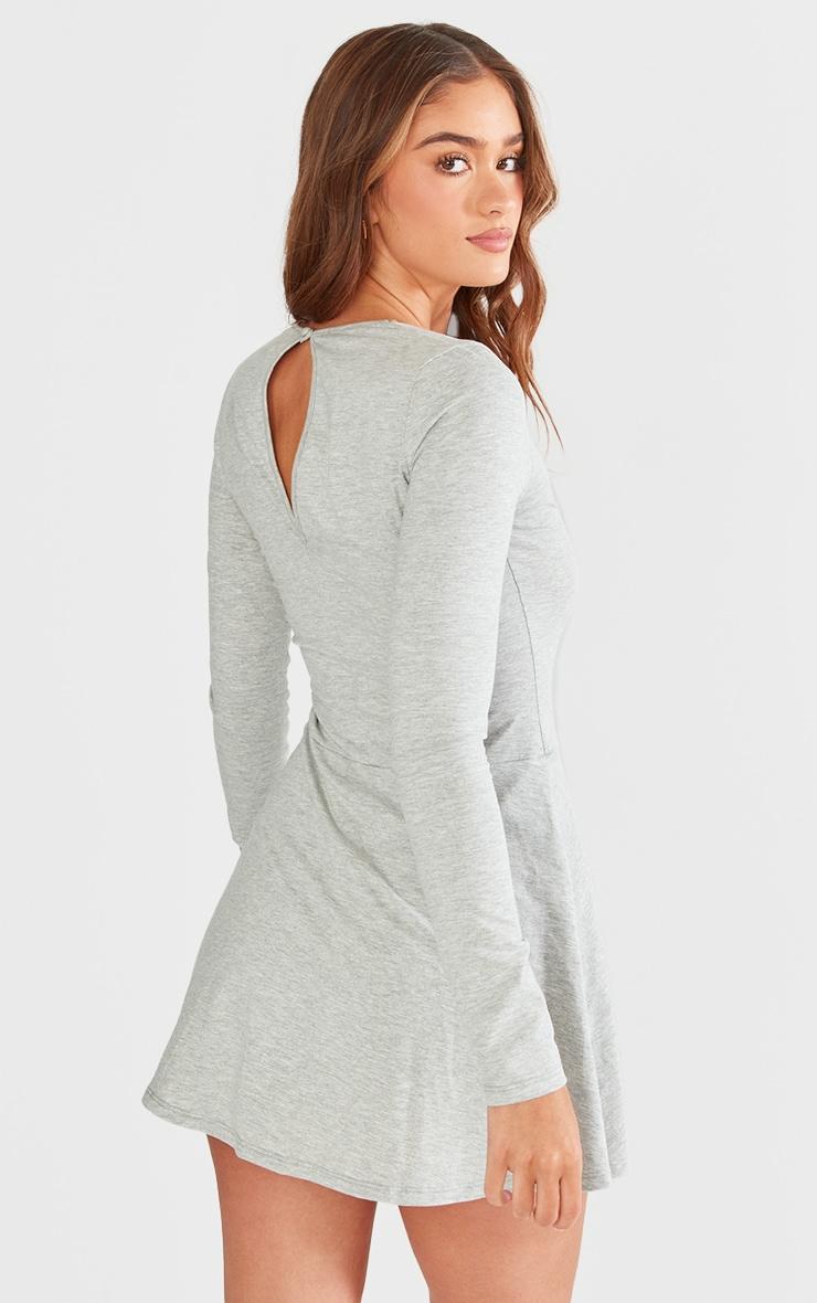 Grey Marl Long Sleeve Skort Romper Product Image