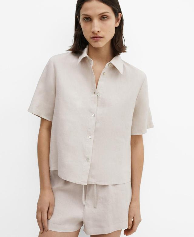 Mango Womens Linen Pajama Shirt Product Image