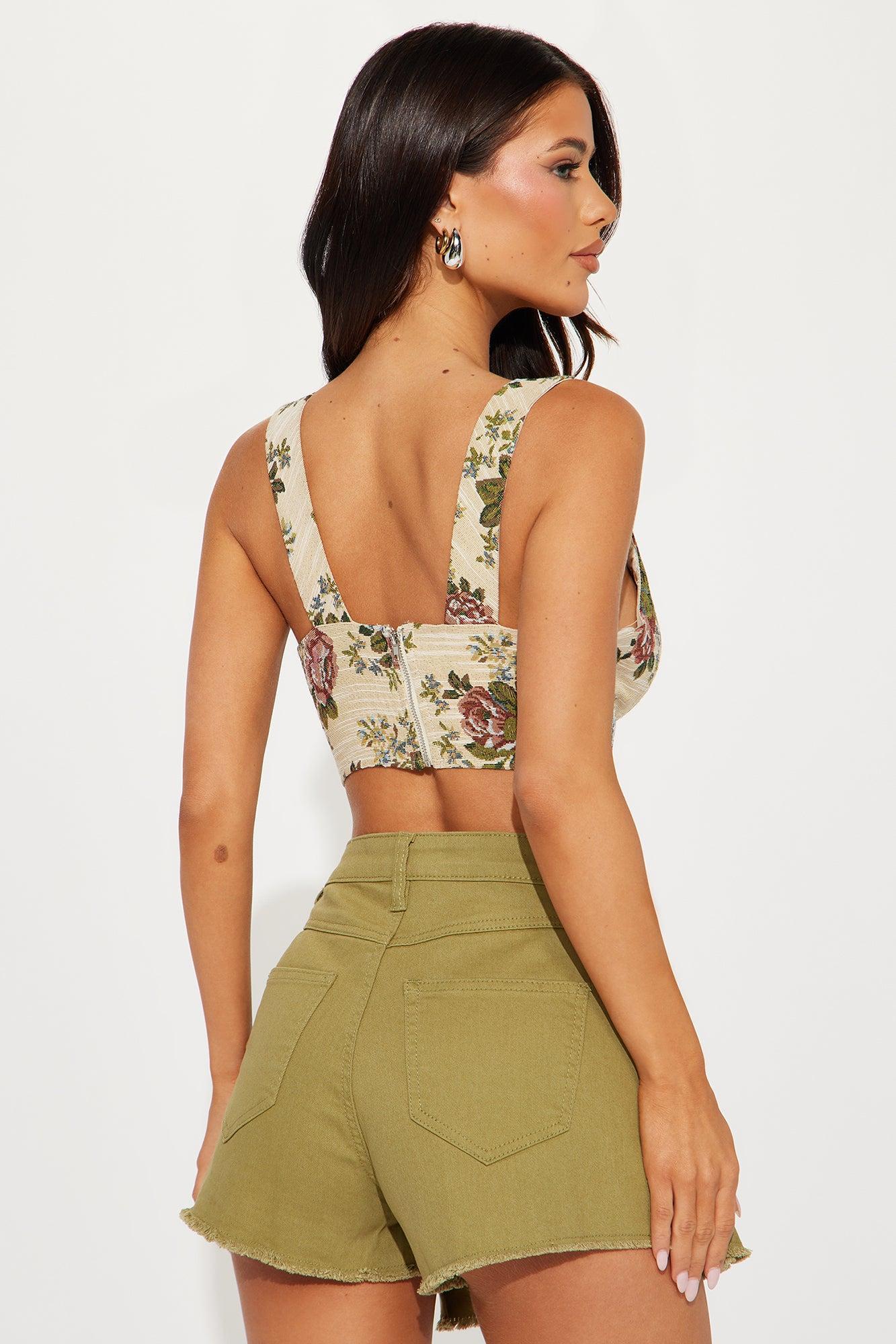 Come Around Jacquard Corset Top - Taupe/combo Product Image