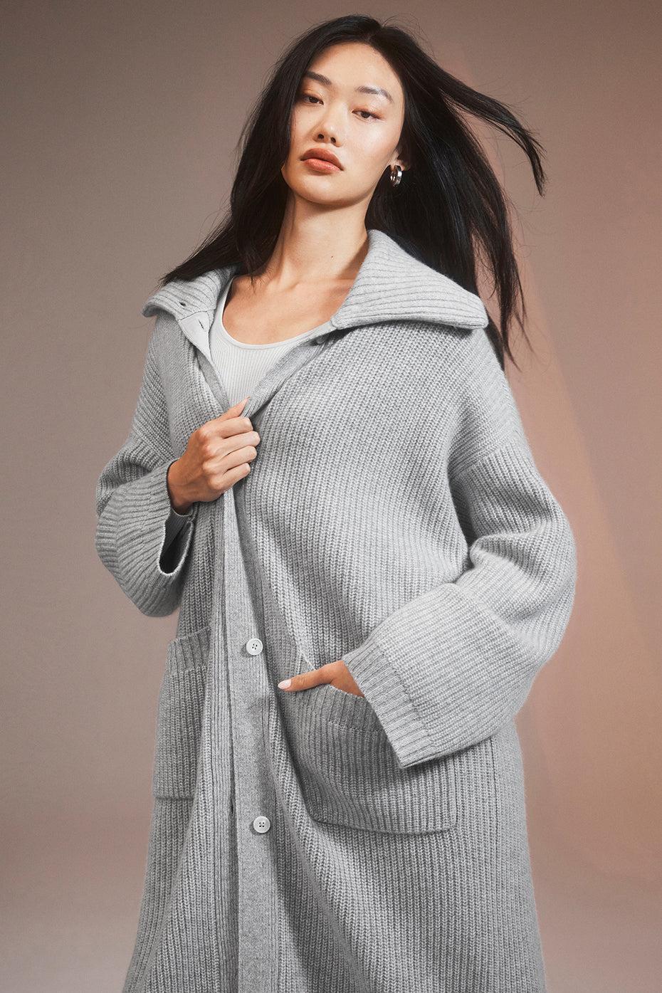 Cashmere Ma Cherie Long Cardigan - Light Heather Grey Female Product Image