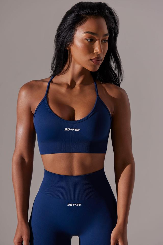 Scoop Neck Multi Strap Sports Bra in Navy Product Image